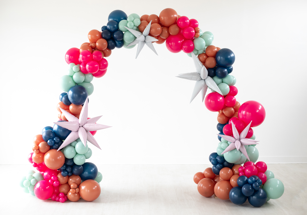 Glo Party Custom Balloon Arch with Star Foil Add-Ons